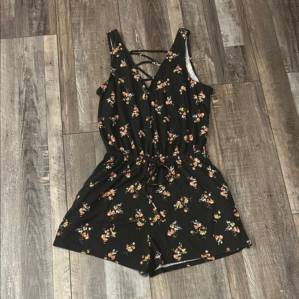 Floral Black Romper